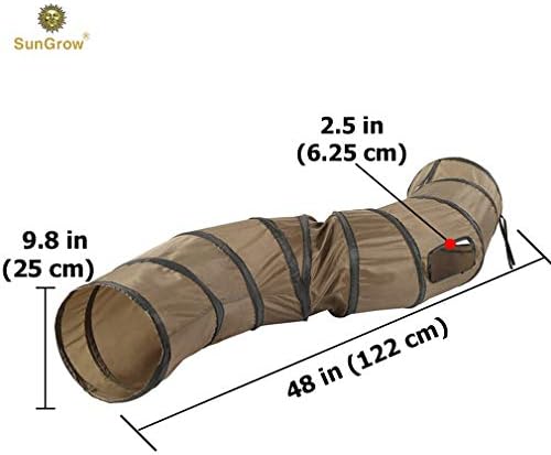 SunGrow Collapsible Tunnel for Cat, 47.2" x 9.8" Lightweight Polyester with Steel Frame Tube, Includes Carrying Case, Cat Accessories and Supplies, Brown and Black