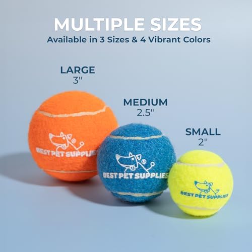Best Pet Supplies Interactive Squeaky Dog Chew Toy, Ideal Dog Toys for Chewers, Small, Medium & Large Dogs, and Fetch Lovers - Tennis (Assorted Color), Large (Pack of 4)