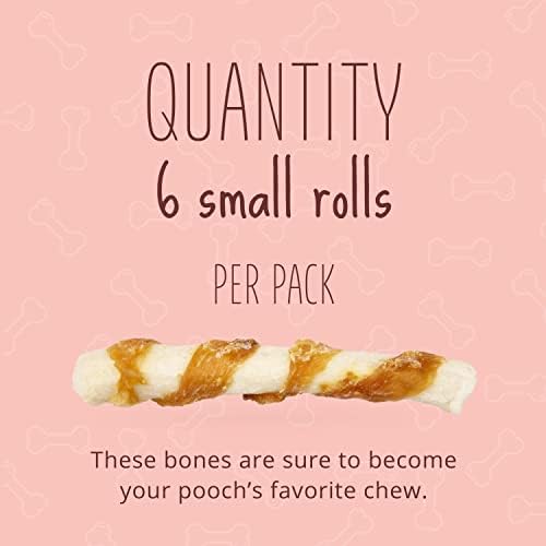 Better Belly Proteins with Real Venison Small Rolls 6 Count, Digestible Rawhide for Dogs, 4.2 OZ (Pack of 4)