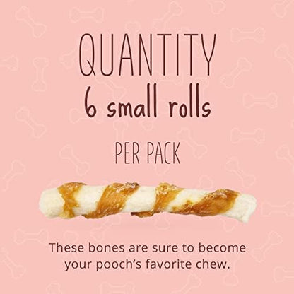 Better Belly Proteins with Real Venison Small Rolls 6 Count, Digestible Rawhide for Dogs, 4.2 OZ (Pack of 4)