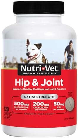 Nutri-Vet Extra Strength Hip & Joint Supplement, 500mg Glucosamine, 120 Ct