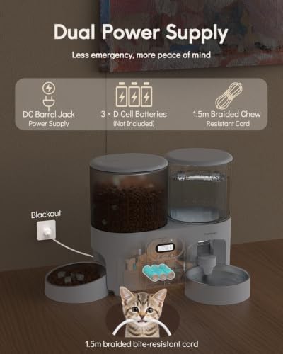 Yuposl Automatic Cat Feeder and Cat Water Dispenser, 10L Large Capacity