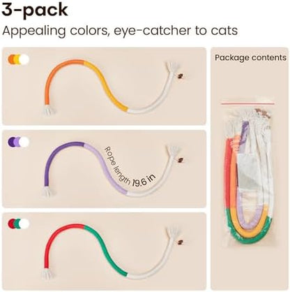 Potaroma Cat Toys Chew Ropes 3Pcs with Refillable Natural Catnip