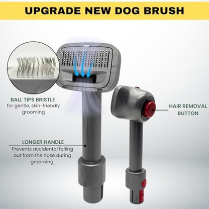 Pet Hair Grooming Brush Vacuum Attachment for Dogs, Cats with Vacuum Extension Hose up to 3.5M – Compatible with Miele, Shark Rocket HV322, HV301, HV371, Rotator NV501, Navigator NV350 Series & More