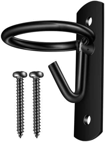 Tudomro Equestrian 1 Bucket Hook Hangers, Metal Hooks for Horse Water and Feed Buckets with 2 Screws for Stable, Barn, Farmhouse Supplies (Black)
