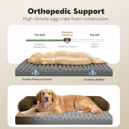 MEKIY Orthopedic Waterproof Dog Bed Pet Couch with Bolster for Medium Dogs