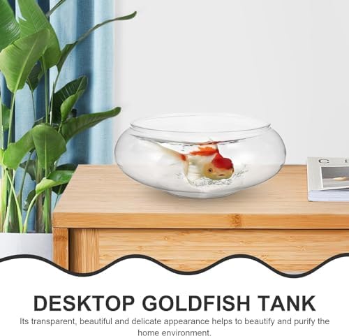 Clear Fish Bowl Vase Bubble Bowl Round Shallow Planter Plastic Container Fish Bowl Aquatic Plant Pot Daffodil Pot Hydroponic Planter Fish Tank Aquarium Bowl (Pack of 2)