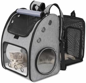 Expandable Cat Backpack Carrier for Small Cats/Dogs Airline Approved