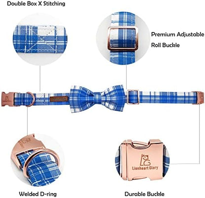 Lionheart glory Dog Collar, Boy Dog Collar Bowtie Blue Adjustable Dog Bowtie Collar Bows Dog Collar for Medium Dogs