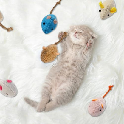 Mozeat Lens 8 Pack Toy Mice for Cats Cat Mice Toys Interactive Toy Cats Mouse Plush Cat Toys Catnip Toy Biting Toys for Cats Mouse Shaped Toy for Indoor Cats Realistic Design 8 Color