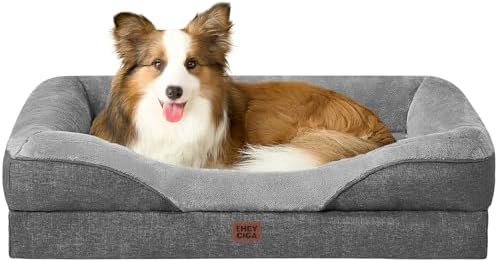 EHEYCIGA Orthopedic Dog Bed for Large Dog, Memory Foam Dog Couch, Grey
