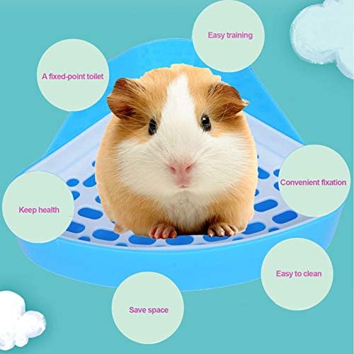 kathson Triangle Potty Trainer Corner Bunny Toilet Guinea Pig Litter Bedding Plastic Box Pet Pan for Rabbit Chinchilla Hamster Ferret Small Animal (Blue)
