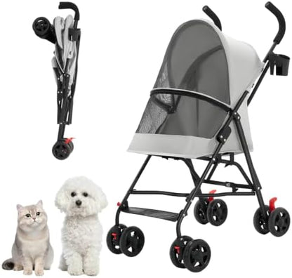 Cat Stroller Foldable Lightweight for Small Dogs Cats 0-15 lbs,Gray