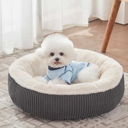 23 inches Calming Donut Dog Bed for Small Dogs,Dark Grey