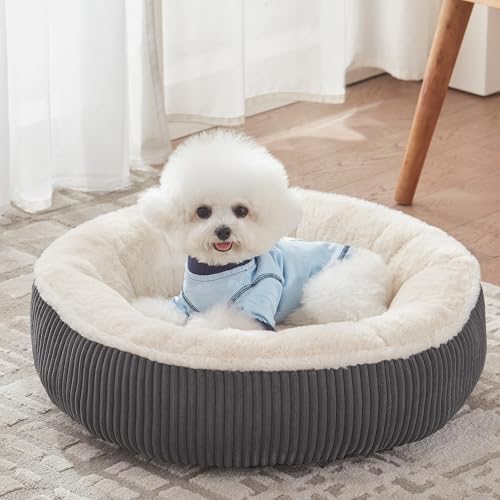 23 inches Calming Donut Dog Bed for Small Dogs,Dark Grey