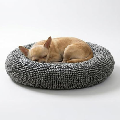 Muddy Mat® Cloud K-9 Dog Beds for Small Dogs & Cats, Soft & Relaxing Round Dog Bed, Chenille Material, Removable Cover, Washable & Dryer Safe – Grey Small(25'x25')