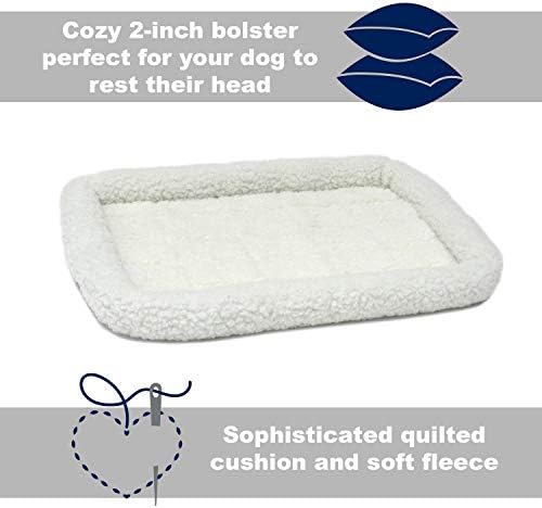 MidWest Homes for Pets QuietTime Dog Bed - White Fleece Bolster, Ultra-Soft and Machine Washable, Fits 24-Inch Crates and Carriers, for Small Breed Dogs