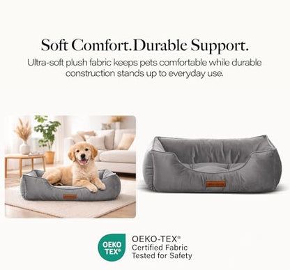 Modern Threads Luxury Dog Bed - Comfortable Tufted Velvet Cushion for Small to Large Dogs - Machine Washable - Durable & Cute Sleep Space for Pets - Pamper Your Pet with Cozy Beds - Charcoal