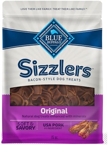 Blue Buffalo Sizzlers Pork Bacon-Style Dog Treats, 15 oz