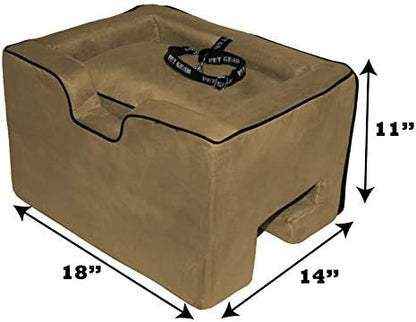 Pet Gear Lookout Booster Car Seat, Removable Comfort Pillow, Safety Tether Included, Installs in Seconds, No Tools Required, 2 Sizes, 3 Colors, Tan, Medium