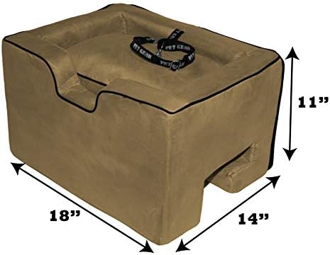 Pet Gear Lookout Booster Car Seat, Removable Comfort Pillow, Safety Tether Included, Installs in Seconds, No Tools Required, 2 Sizes, 3 Colors, Tan, Medium