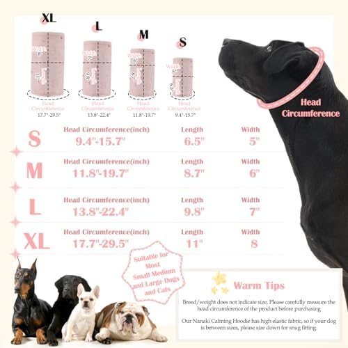 Nanaki Soft Dog Calming Hoodie For Fireworks,4th Of July,Thunderstorm-Dog Ear Muffs Noise Protection For Vacuum Car Ride,Ear Covers For Bath,Grooming,Force Drying, Blow,Snoods for Dogs Mealtime,Pink S