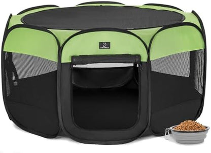 A 4 Pet 40.55-in Dog Playpen, Small Dogs & Puppies, Green+Black