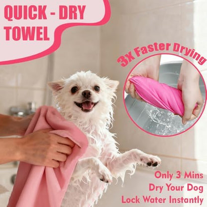 Cat Brush for Grooming Pink Towel