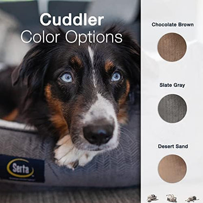 Serta Orthopedic Cuddler Dog Bed for Pets – Desert Sand (Large)