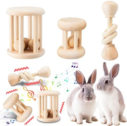AOWPFVV Wooden Bunny Toys,Safe Rabbit Toys for Guinea Pigs,Small Animals