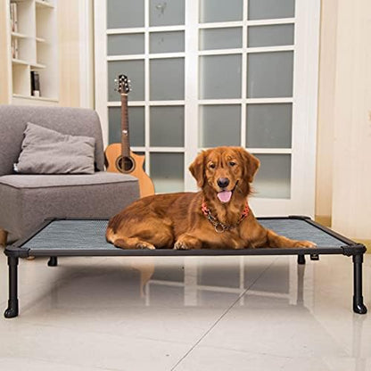 Veehoo Chew Proof Elevated Dog Bed - Cooling Raised Pet Cot - Rustless Aluminum Frame and Durable Textilene Mesh, Unique Designed No-Slip Feet for Indoor or Outdoor Use, Black Silver, X Large