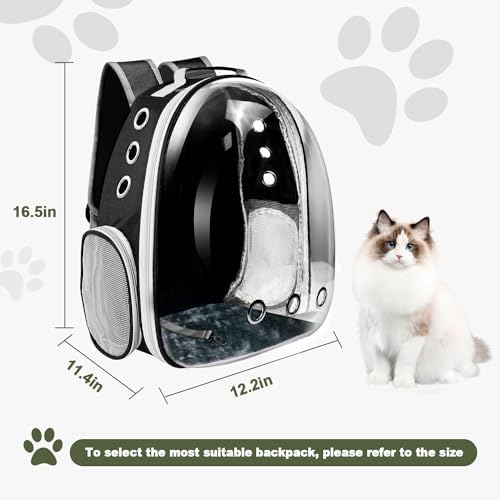 Cat Backpack Carrier, Pet Cat Carrier with Ventilated Design for Carrying Puppy Cats, Pet Carrier Backpack for Traveling/Hiking/Camping/Outdoors Airline Approved Travel Carrier (Black)
