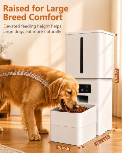 15L Automatic Dog Feeder Large Breed: 63 Cup Capacity for Kibble up to 22mm
