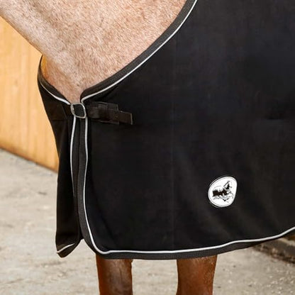 Jeffers Elite Fleece Cooler Blanket for Horses, 84" – Contoured Moisture Wicking Horse Cooler, Lightweight Breathable Fleece Horse Cover for Layering, Travel, Grooming & All Year Round Use - Black