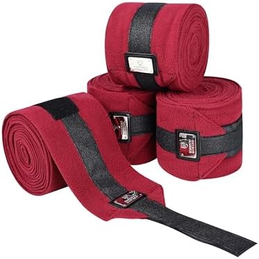 Harrison Howard Horse Polo Wraps Upgrade with Bling Leg Wraps for Horses 4-Pack Fleece Leg Wraps Stable Supplies Burgundy L