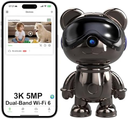 3K Indoor Security Camera Robot, Gunmetal Baby Monitor and Pet Camera Wi-Fi