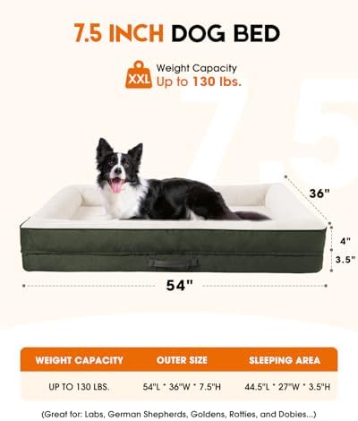 Upvilla Orthopedic Dog Bed XXL, Four-Sided Dog Sofa, Washable Cover, Green
