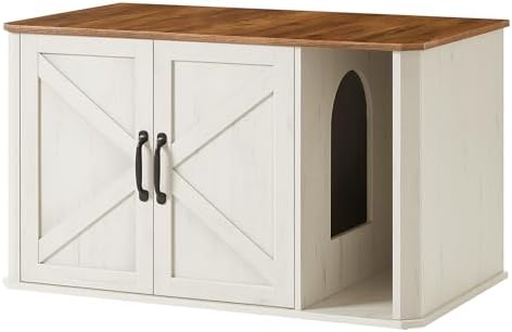 Feandrea Litter Box Enclosure, Modern Cat Litter Box Furniture Hidden