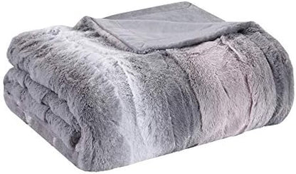 Madison Park Zuri Faux Fur Reversible Throw Blanket, 50 x 60 in, Blush/Grey