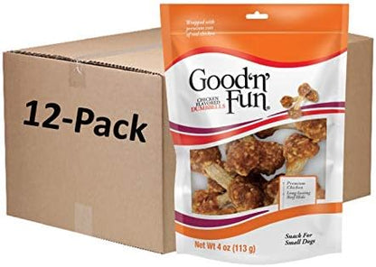 GOOD 'N' FUN Dumbbell Long-Lasting Dog Treat for Small Dogs, 4 oz (12 Pack)