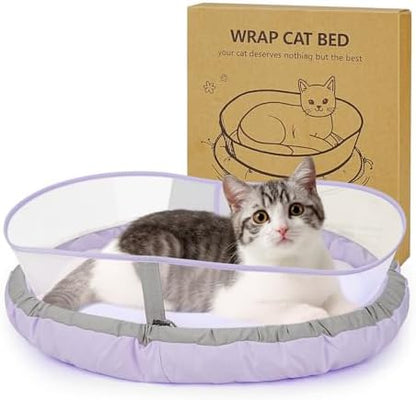 Cat Bed for Indoor Kitten Bed Washable, Anti Anxiety Round Donut Pet Beds for Small Dogs Cats, Super Soft Plush Fur Pet Bed (Purple，21 Inches)