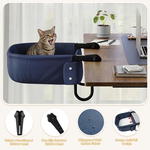Extra-Sturdy Cat Desk Bed for Large Cats 50lbs Desk Cat Bed Attachment