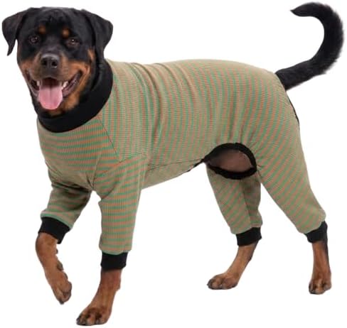 LovinPet Big Dog Pajamas, Pet Pajamas, Brown and Green Stripe, M