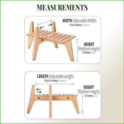 Dog Water and Food Dispenser Stand for Medium Dogs - Adjustable, Bamboo