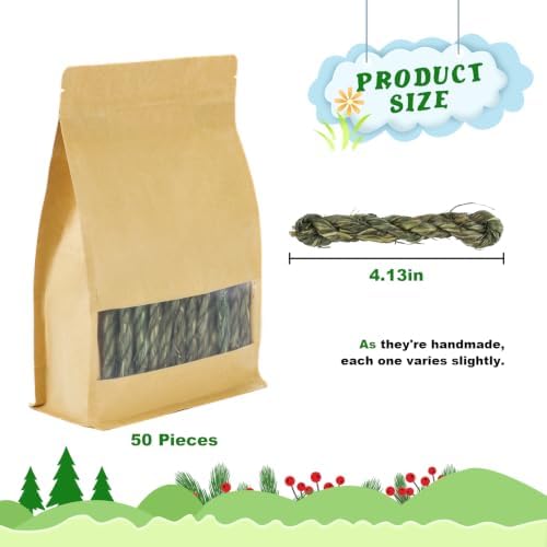 50pcs Timothy Hay Grass-Stick Chew Toys - Natural Dental Chew Snacks for Rabbits, Bunnies & Small Pets: Guinea Pigs, Chinchillas, Hamsters