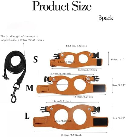 3 Pack Bearded Dragon Harness and Leash Set - Adjustable Soft Leather Vest with 6.89FT Retractable Lead, Escape-Proof Lizard Walking Harness for Reptiles, Squirrels & Small Pets (Brown)