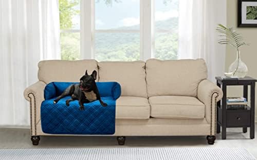Brilliant Sunshine Dark Blue Velvet Dog Sofa Slipcover, Medium