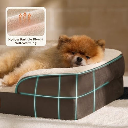 Bedsure Self Warming Orthopedic Dogs Bed for Small Dogs - Washable Small Dog Bed Waterproof, Comfort Pet Couch with Removable Cover, Pets Sofa with Nonskid Bottom, Brown, Non-Electric