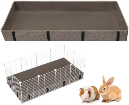 Funfurry Waterproof Guinea Pig Cage Liner,Washable Tarp Bottom Base,Cage Liners for Small Animals,Hamster Chinchilla Hedgehog Ferret Rabbit. (Tan Brown-Paw, 24" X 24")