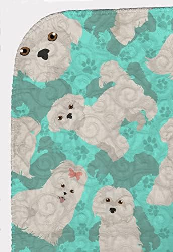 Caroline's Treasures MLM1037LQB Maltese Quilted Blanket 50x60 Artwork Pattern Quilted Throw Blanket for Bed, Couch, Sofa, Soft and Lightweight
